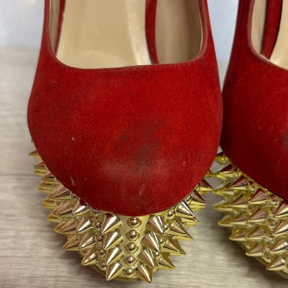 Kush Kouture Red Spiked Platform Heels Size: 7 - Picture 4 of 12